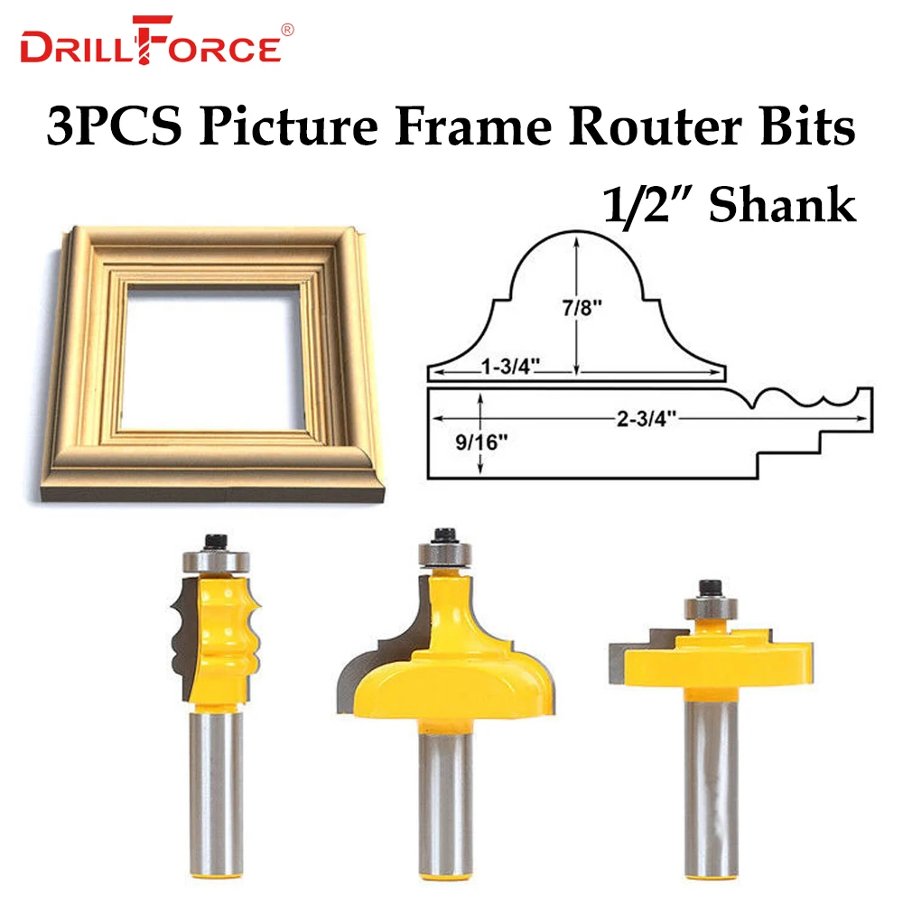 3 шт. фоторамка фрезы-Полный комплект-1/2 "(12,7 мм) супинатор линии Ножи Деревообработка фреза шипорезный станок Инструменты
