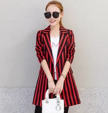 red and black striped blazer