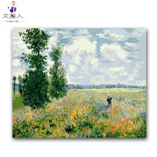 Poppies field Monet painting by numbers handmade coloring drawing pictures canvas paintings by numbers on canvas with colours