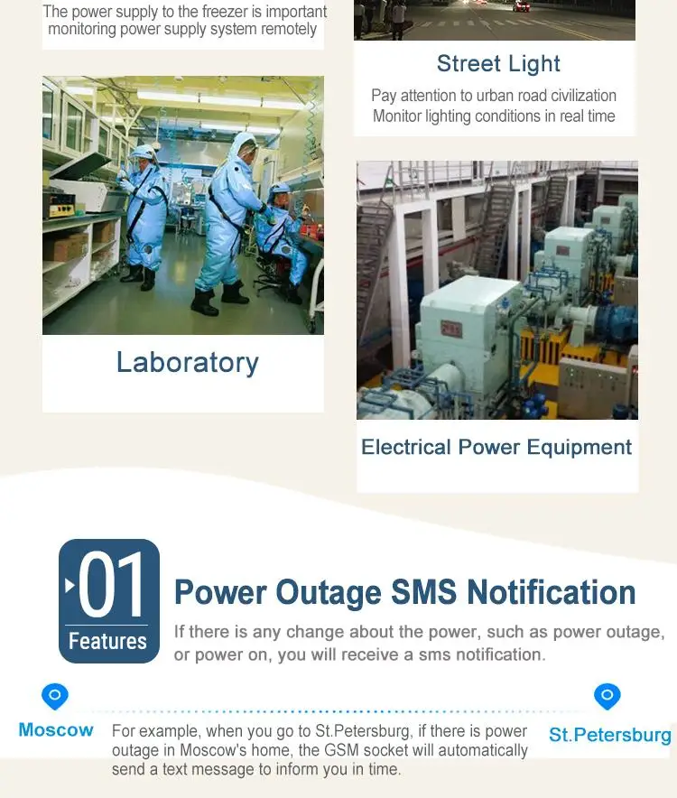 EU Plug GSM SMS Smart Power Outlet Plug Socket English Russian Remote Control Timing Switch Temperature Controller with Sensor