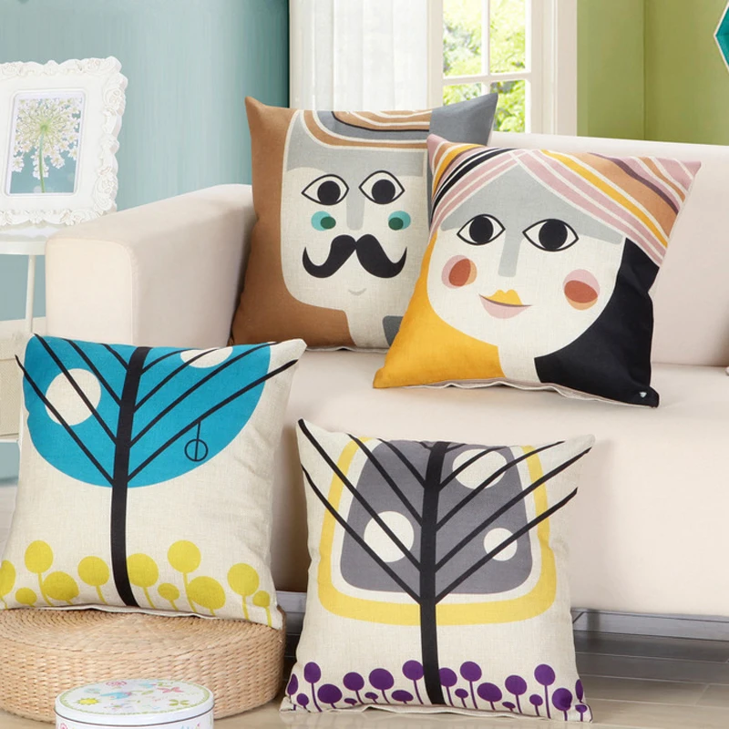 Denmark Men Women Cartoon Print Cushion Home Creative