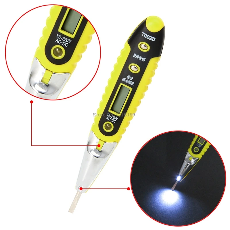 

For TOOZO 12-220V AC DC Multifunction Digital Test Pencil LED Electonic Sensor Tester Promotion