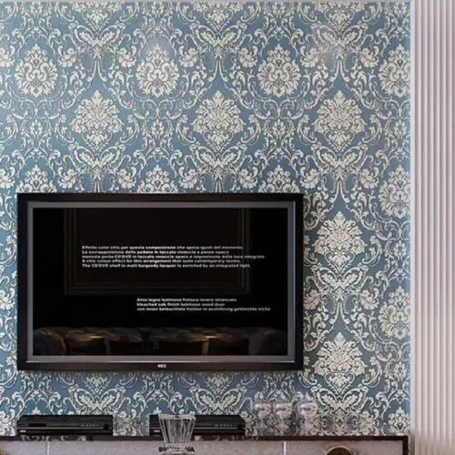 0,53 м x 10 м Дамасская рельефная 3D текстурированная особенность настенная бумага светло-синяя papel de parede настенная бумага в рулонах
