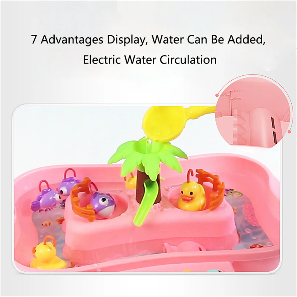 Детские игрушки для воды Электрический вращающийся светомузыкальный проектор Многофункциональный гидродинамический цикл Рыбалка лоток