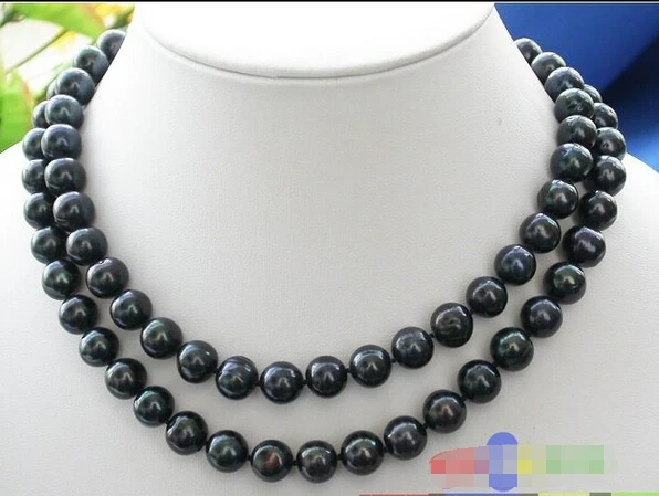 

Free shipping p2022 32" 10mm black ROUND FRESHWATER PEARL NECKLACE 6.09