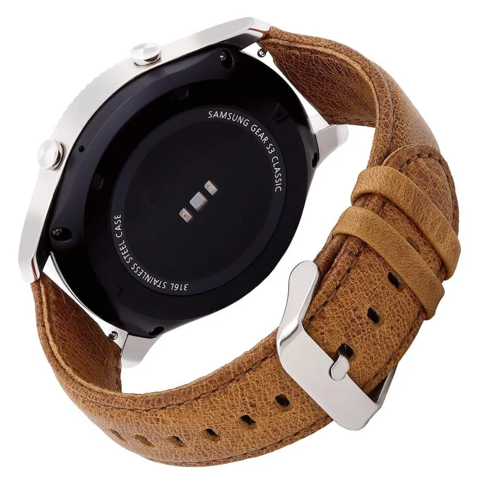 Gear s3 Frontier band для Samsung Galaxy watch 46 мм ремешок 22 кожаный браслет Crazy Horse Huawei GT Grea S 3