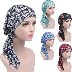 OIONINOS 2019 новые модные цветы для женщин мусульманских рюшами Рак химиотерапия шляпа берет шарф Тюрбан, повязка на голову Кепки F2