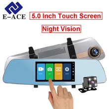 E-ACE 5 Pulgadas de Pantalla Táctil Del Coche Dvr Full HD 1080 P de Vídeo grabadora Registrador Automático Espejo Retrovisor Cámara Tablero de Visión Nocturna Cam Dvrs