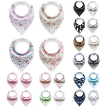 Комплект из 4 предметов, детские нагрудники для кормления, мягкая хлопковая бандана, нагрудники для детей от 0 до 6 лет, шарф, Детская отрыжка, платок