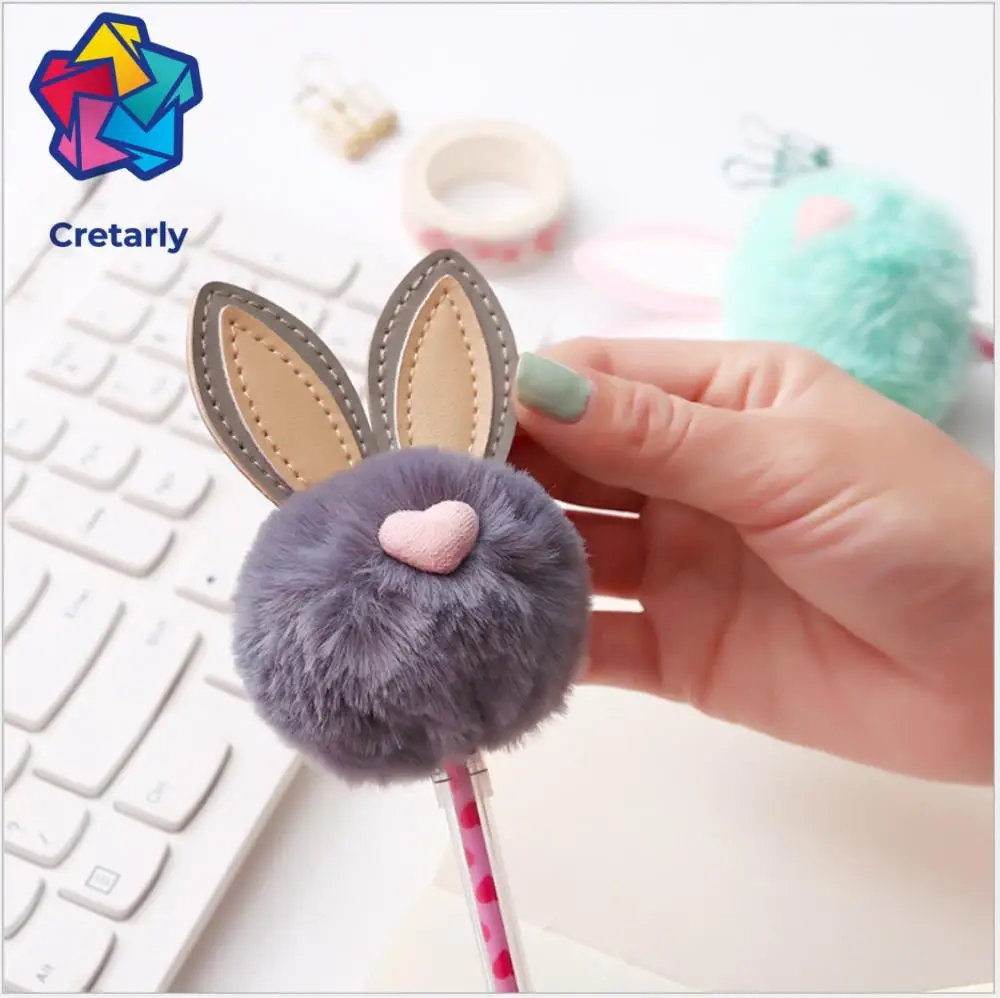 Миленький плюшевый кролик уши гелевая ручка 0,5 мм Kawaii черные чернила обычные ручки для детей девушки подарок письма школьные принадлежности корейский канцелярские принадлежности