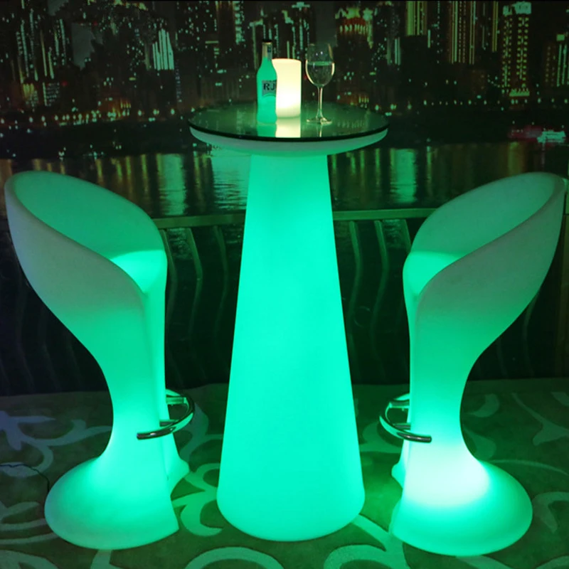 

H120cm high lounge bar table LED rechargeable, wireless glowing stand bar indoor/outdoor with remoter and US/EU/AU/BS adapter