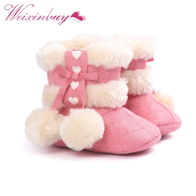 Winter Girls Soft Plush Booties Infant Anti Slip Snow Boots Shoes Warm