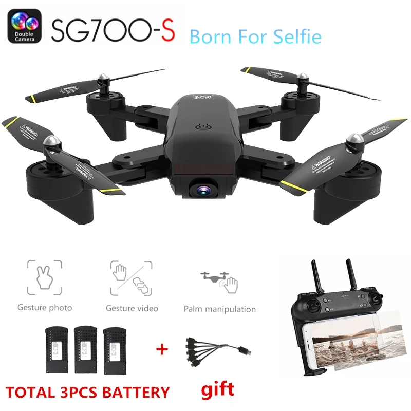 

SG700-S RC Quadcopter with Camera 1080P Wifi Drone Selfie Optical Flow Dron Palm Control Helicopter 3pcs Battery Drone Kids Toys