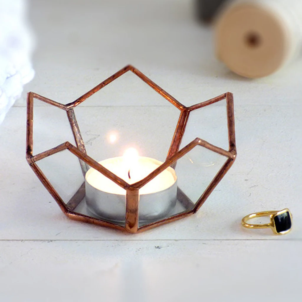 Modern Open Glass Metal Geometric Terrarium Succulent Indoor Planter Pot