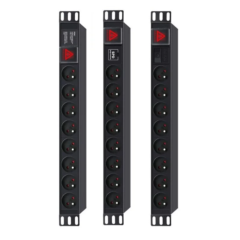 

PDU Aluminum alloy French Power Strip LIGHTNING PROTECTION OVERLOAD PROTECTION 10A 2500W Outlet Switch Extension Socket EU PLUG