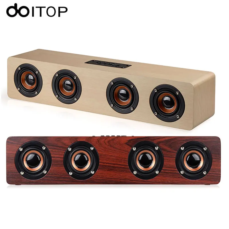 DOITOP Wood W8 Bluetooth Stereo Speaker Powerful Four Loudspeakers