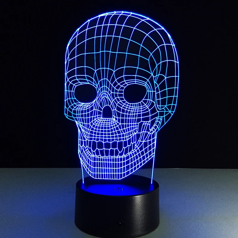 Новинка 3D Светодиодный лампа Illusion luminaria череп головы USB Настольный светильник Touch RGB 7 цветов пеленальный столик ночник прикроватные