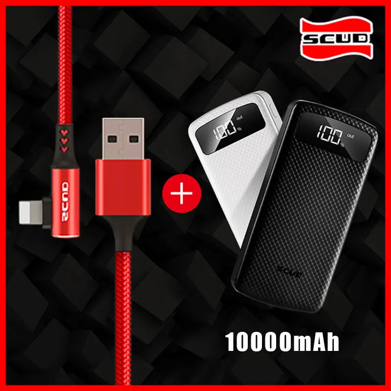 

Scud Power bank 10000mAh + USB cable with LED digital display powerbank for iphone X XS XR 4s 5 5s 6 6s 7 8 plus light phone
