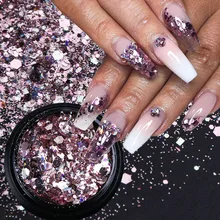 1 коробка Русалка блеск для ногтей 3D шестигранные хлопья Блестящие Блестки Дизайн порошок пыль украшения для ногтей лак для маникюра TRDH01-11