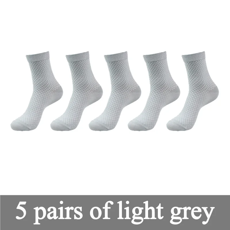 Новинка, мужские носки из бамбукового волокна, классический дезодорант, бизнес-бренд, мужские носки, высокое качество, повседневные Компрессионные носки, 5 пар/лот - Цвет: 5 Pair Light gray