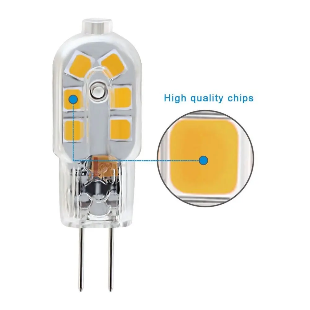 G4 Base 1,5 W светильник лампочка 12 SMD 2835 250 lm G4 светодиодный лампочка, двухштырьковая база, 20W эквивалент галогенной лампы, DC 12 Вольт, 10-Pack