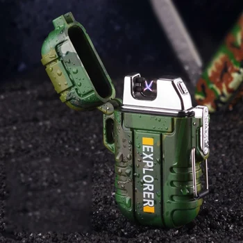 

USB Pulsed Flameless Double Arc Waterproof Windproof Outdoor Survival Camping Lighter Plasma Electronic Cigarette Lighter