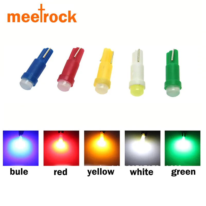 Meetrock 10pcs ceramic T5 led dashboard light gauge instrument car lamp led t5 side auto wedge bulb SMD COB DC 12V