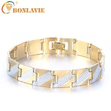 BONLAVIE магнитный браслет, мужские ювелирные изделия, золотой цвет, браслеты из нержавеющей стали и браслеты, ювелирные изделия для здоровья