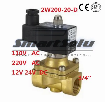 

Free Shipping IP67 3/4" Ports Electric Solenoid DIN Valve Water 2W200-20-D Air N/C DC12V,DC24V,AC110V or AC220V