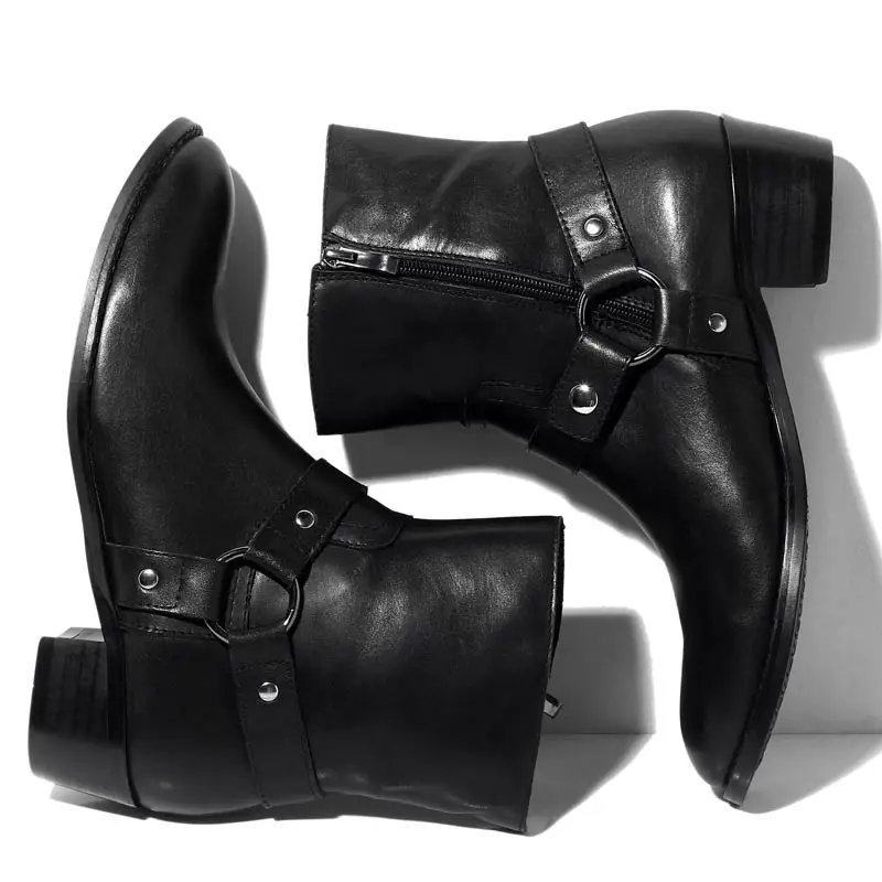 

US Size 7-12 Genuine Leather Buckle Pointy Martin Chelsea Boots Mens Formal Dress Fashion Nubuck Leather Oxford Winter Shoes