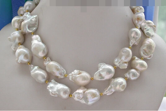 

bjc 0002985 33" BAROQUE WHITE KESHI REBORN PEARL NECKLACE (C0309)