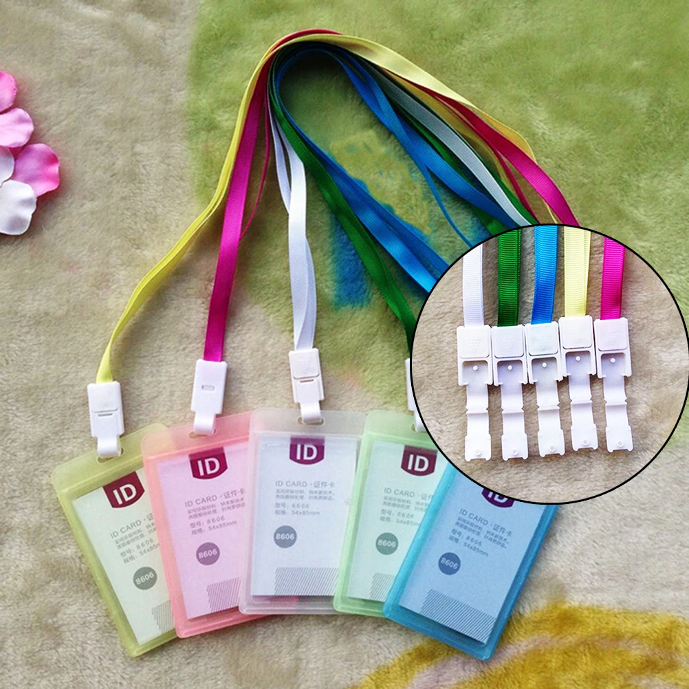 

1Pc PU Card Case Holder Candy color Portable String Fashion ID Bus Identity Badge with Lanyard Porte Carte Credit
