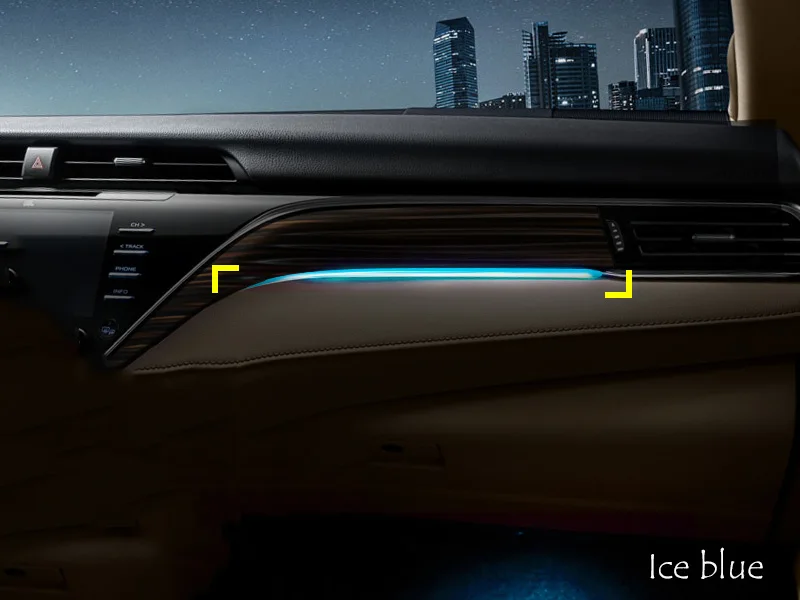 Ice Blue Автомобиль LHD Co-pilot атмосферный светильник для интерьера окружающего оптического волокна Яркий для Toyota/Daihatsu Camry/Altis XV70 - Название цвета: Ice Blue