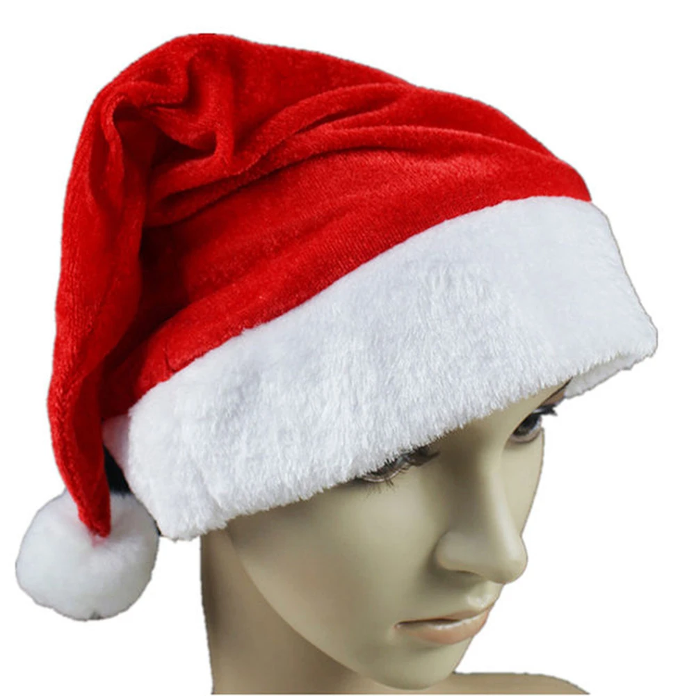 

Christmas Cap Thick Ultra Soft Plush Santa Claus Hat Holiday Xmas Fancy Dress