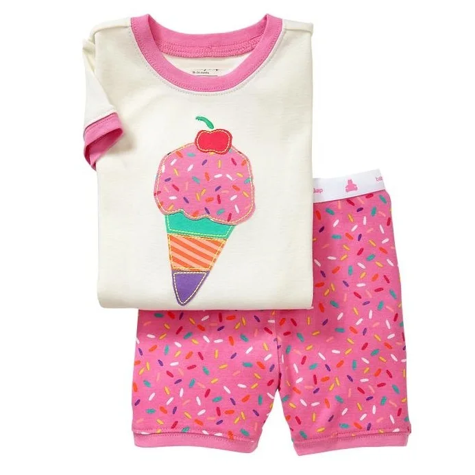 

2019 New Baby Kids Summer Pijamas Toddler Girls Summer Short Sleeve Ice cream Printed Pajama Sets Children girl Fashion Pyjamas