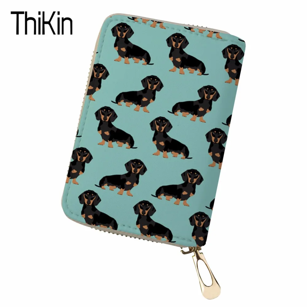 

THIKIN Passport Cover for Women Travel Wallet Credit Card Holder Doxie Dog Dachshund Printed Driver License Wallet Document Case