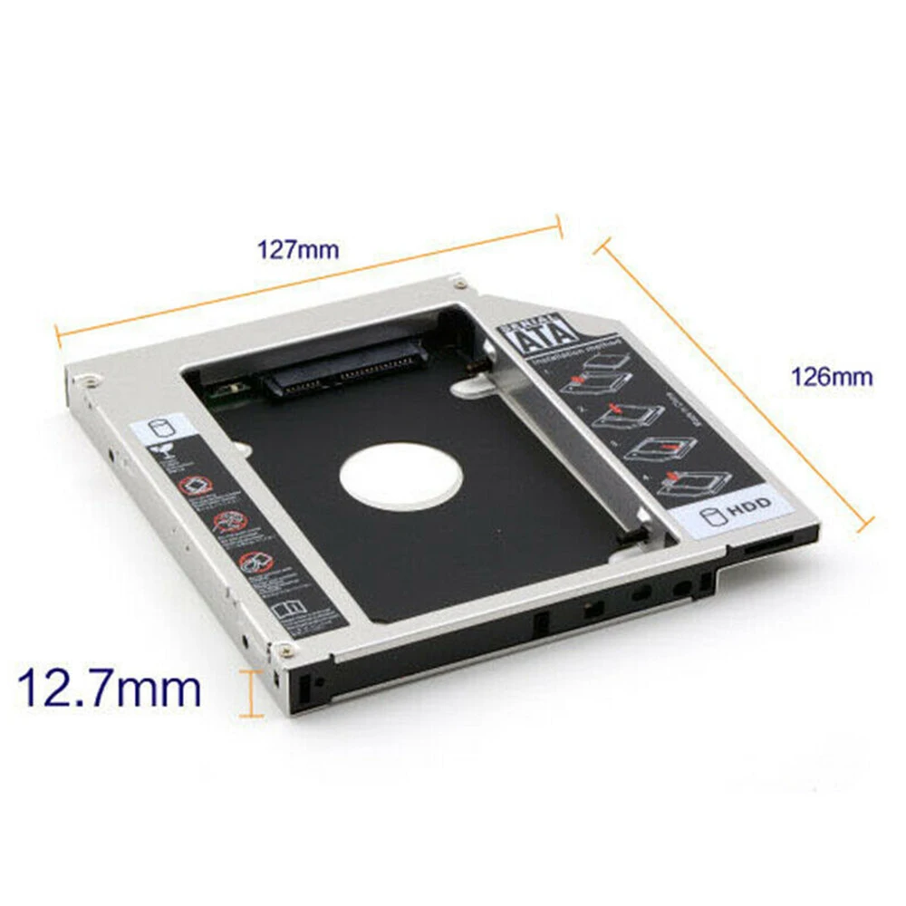 Универсальный 12,7 мм SATA 2nd SSD HDD карман для жесткого диска для DVD-ROM CD оптический отсек