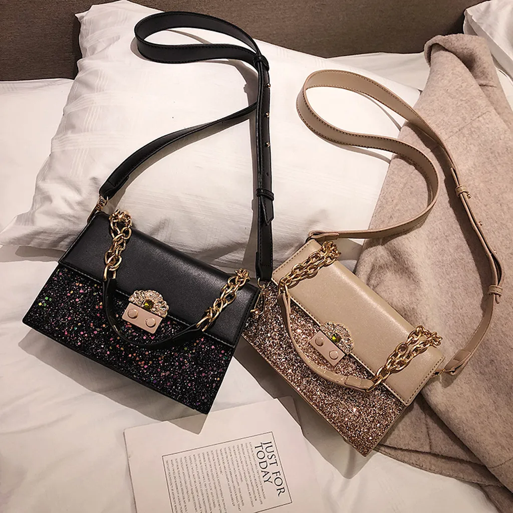 

Women's Fashion Sequins Crossbody Shoulder Bags Purse Messenger Bag in buckets for women 2019