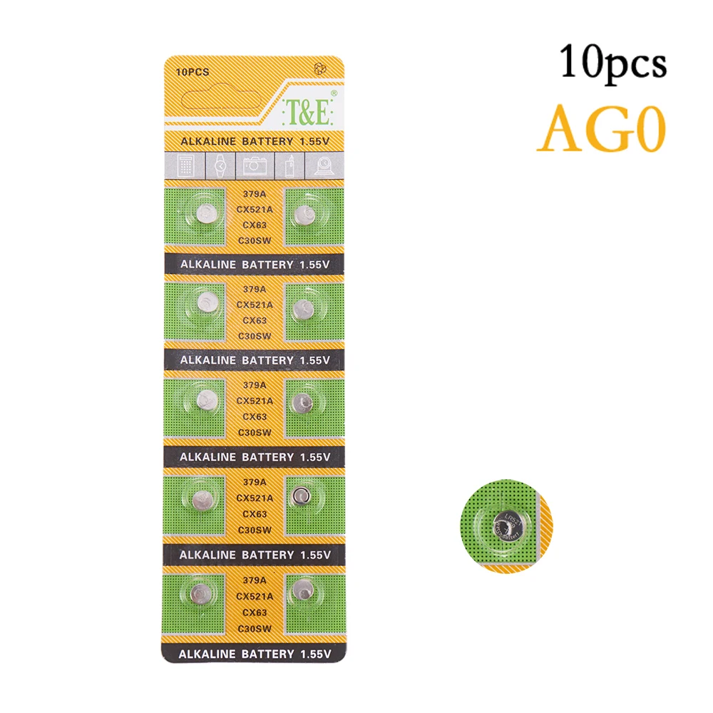 10 шт. 1 55 в AG0 батарея LR69 LR521 379A SR521SW D379 V379 SR63 щелочные батареи кнопка ячейка монета