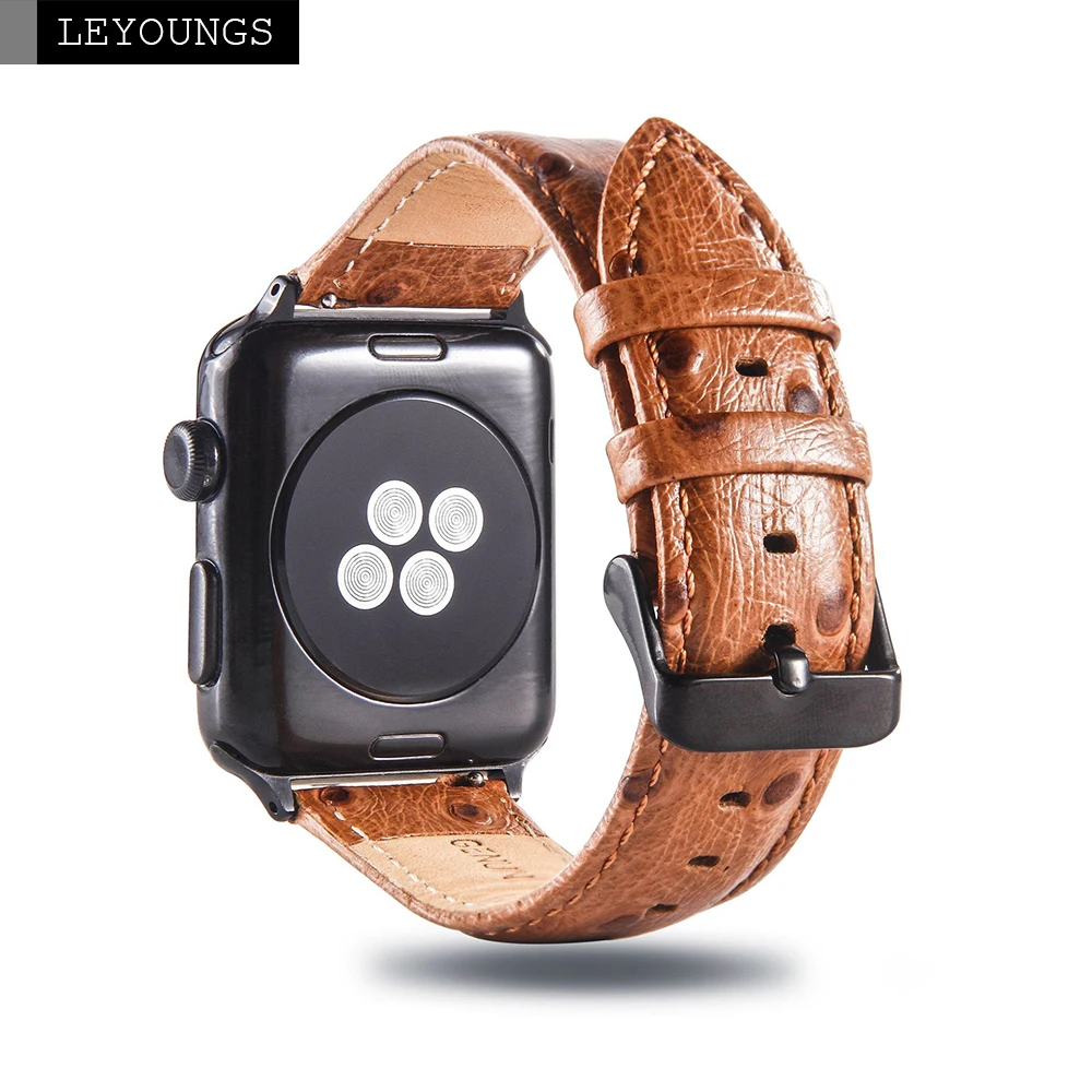 

LEYOUNGS Band for Apple Watch Band 38mm 42mm Cowhide Leather for Apple iWatch Strap 40mm 44mm Band Series 1 2 3 4 Bracelet Belt
