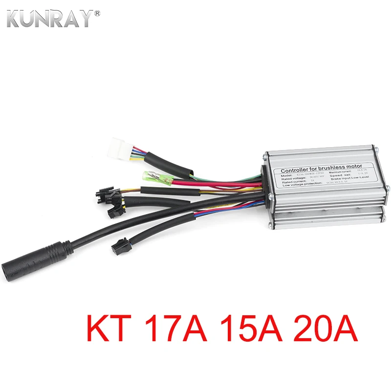 

KT 36V 48V Electric Bike 250W 350W Brushless Controller Sine Wave Hall Sensor 15A 17A 20A 6 Mosfet e bike Scooter Conversion Kit