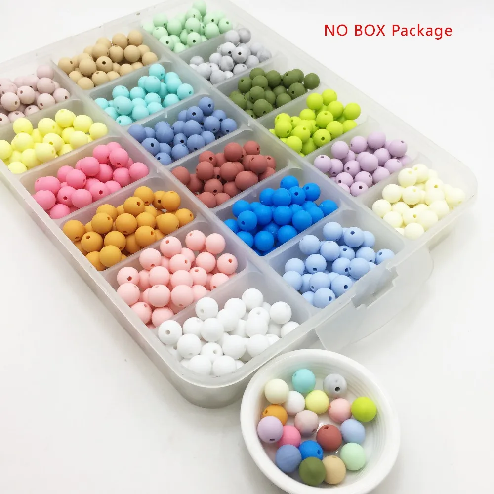 

100pcs/lot Silicone Beads Round 10mm-12mm-15mm Baby Teething Teething Chew Beads For BABY Chew necklace BPA free Silicone