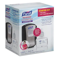 Go-Jo Industries 1305D4 LTX-7 Advanced Instant Hand Sanitizer Kit 700 ml. Touch-Free - Chrome Black (1)
