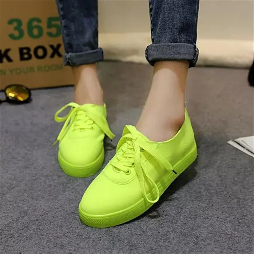 neon green canvas shoes