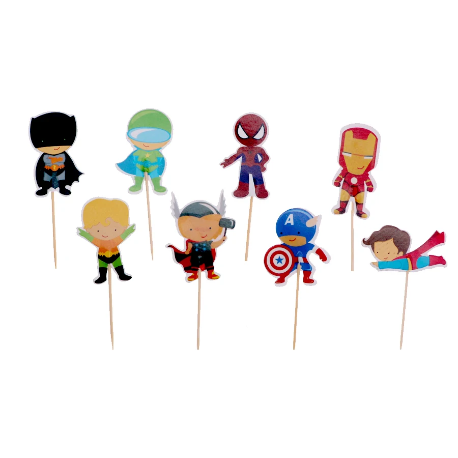 

24Pcs/cake Decoration The Avenger theme Cake topper with cake dessert For Wedding Birthday party decorations kids party supplier