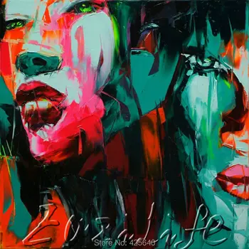 

Palette knife portrait Face Oil painting christmas figure canva Hand painted Francoise Nielly wall Art picture224