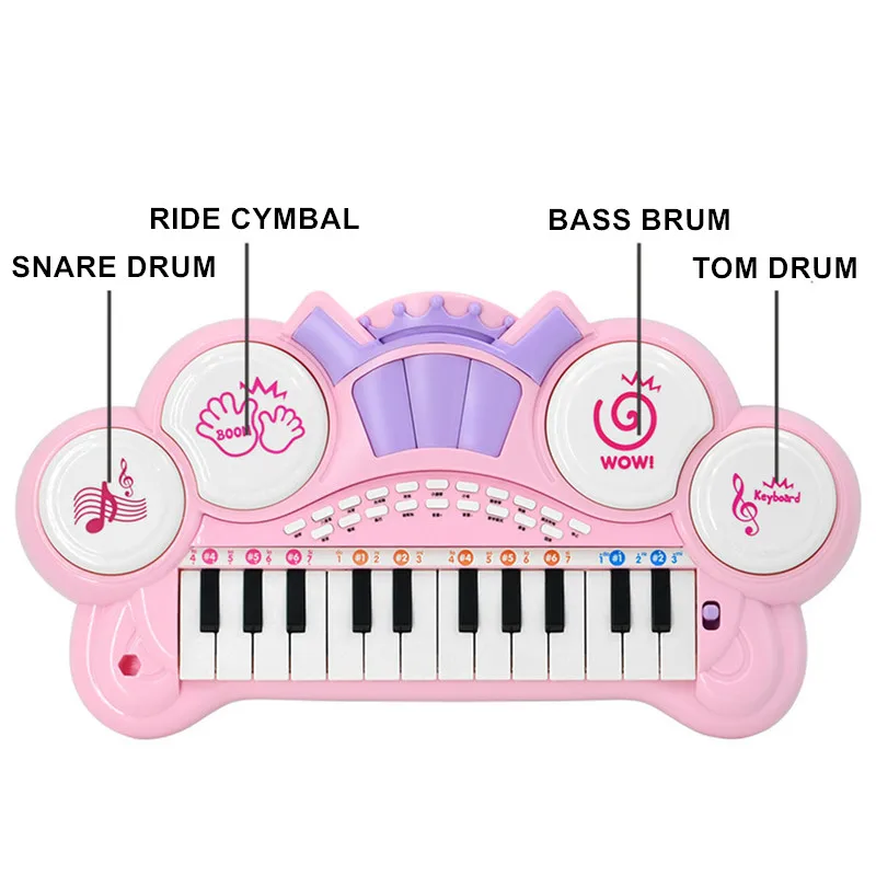 Juguetes instrumento Musical Mini micrófono Piano iluminación efectos de sonido reproducción Multimedia 1-6 años educación del bebé Pianoforte - 3