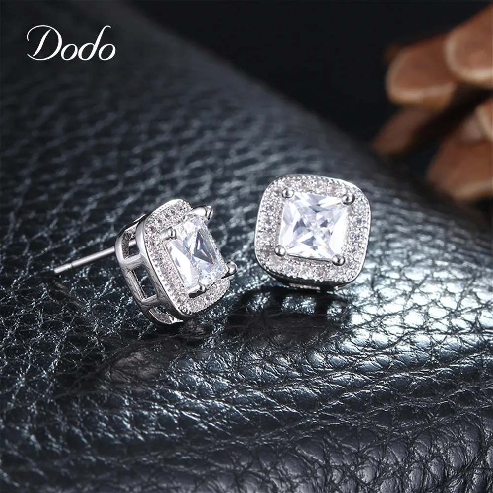 Fashion elegant jewelry Crystal Square stud earrings for women white