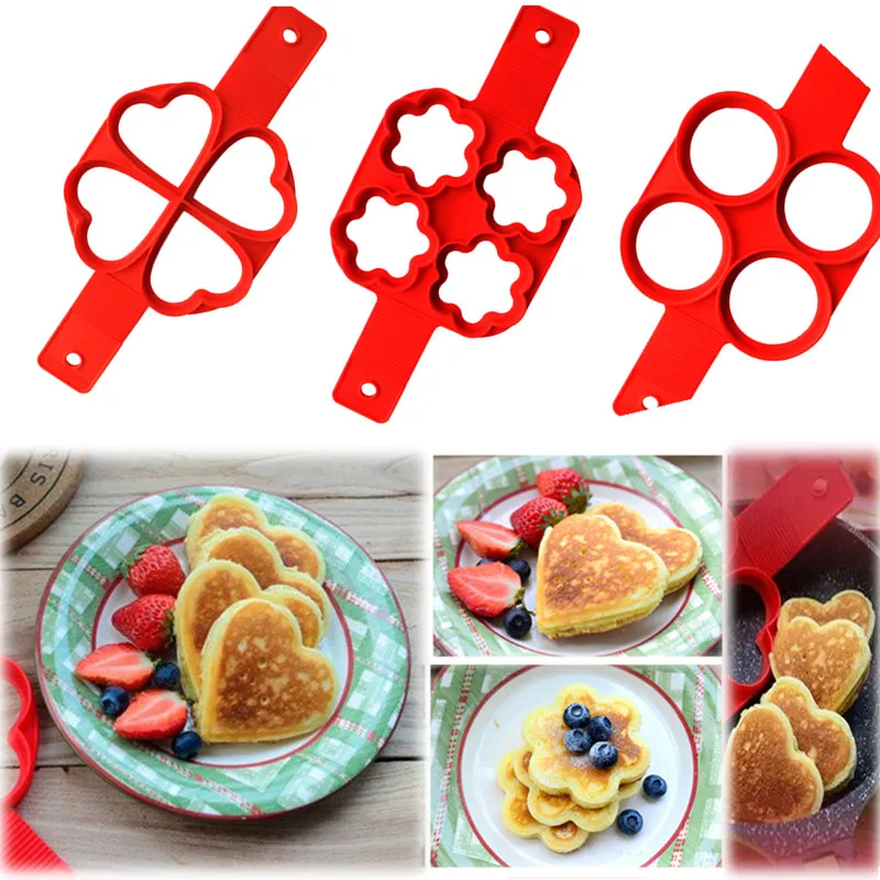 Silicone Pancake Maker Round Heart Pancake Maker Egg Cooker Pan Flip