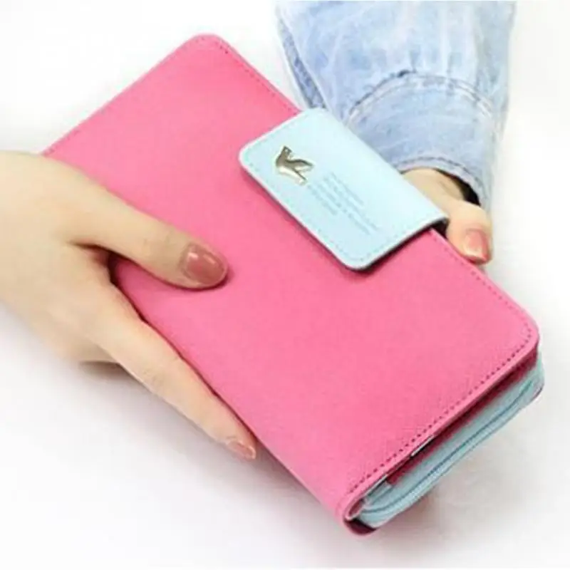  2015 Hot Women Wallets Elegant Mix Color Multifunctional PU Leather Clutch Lady Purse Phone bag Free Shipping carteira feminina 